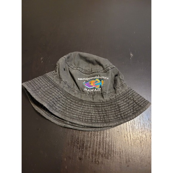 Hawaii National Fish Gray Bucket Hat Size Small Hawaiian Headwear Beach Fishing - Picture 6 of 7
